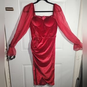 Elegant Red Velvet Dress